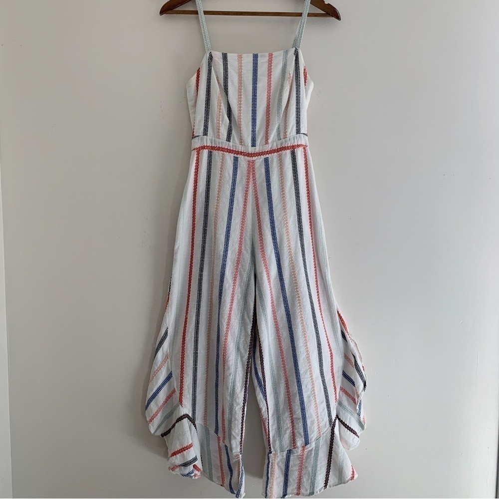 Red Carter Everly Cropped Ruffle Jumpsuit Small Anthropologie - Picture 1 of 10